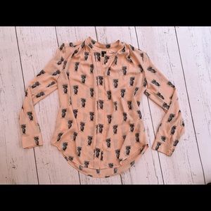 Ann Taylor blush pink pineapple blouse